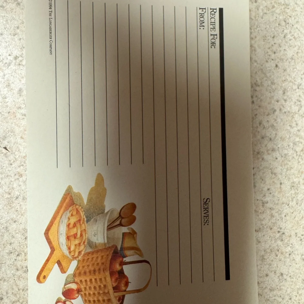 Longaberger Green and Black Recipe Card Organizer with Labeled Tabs